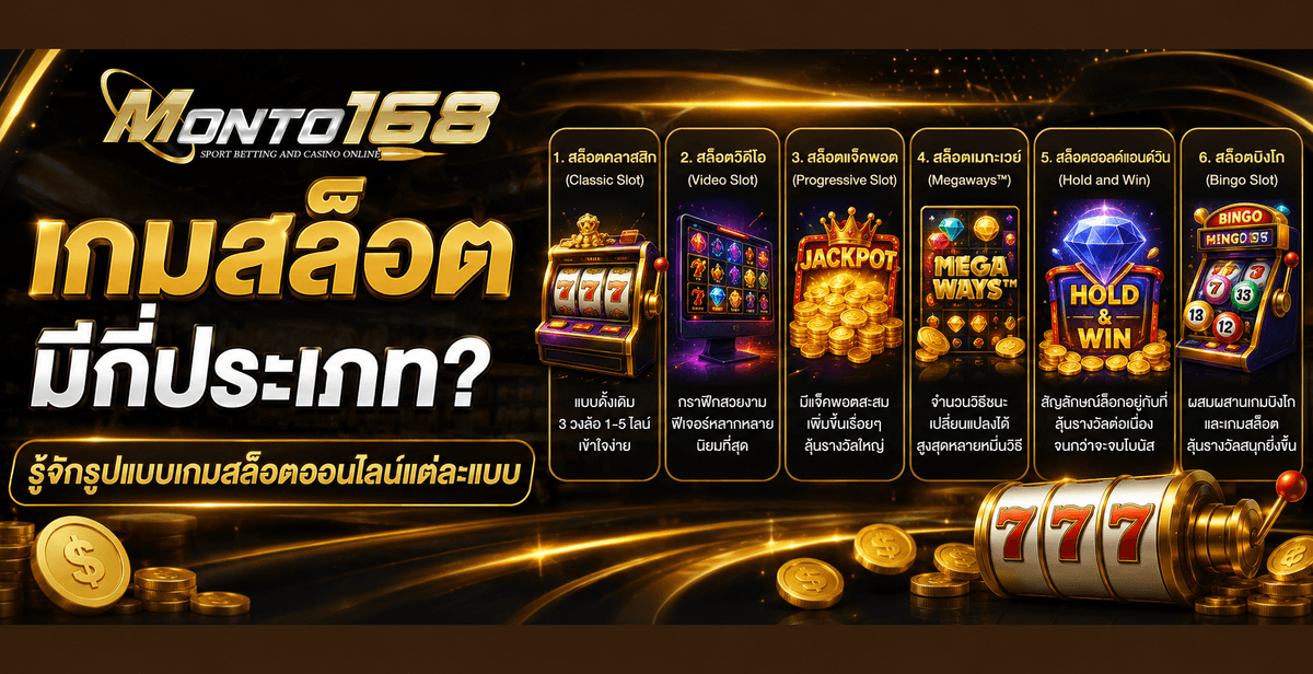 Monto168plus ประเภทเกมสล็อตออนไลน์ เกมสล็อตคลาสสิก วิดีโอสล็อต และเกมสล็อตฟรีสปิน